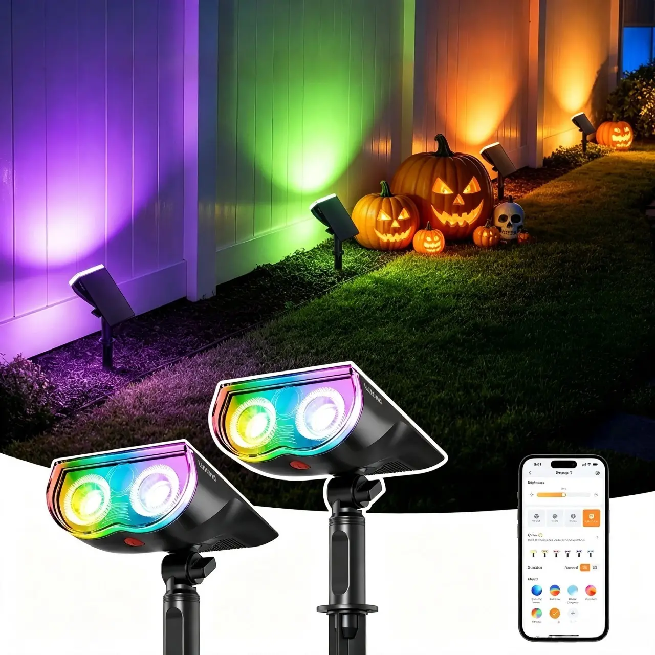 [Get $10 OFF!] Linkind Smart Solar Spotlights RGBTW Color Changing Cool Warm White Landscape Lighting APP Control Solar Lights Outdoor IP67 Waterproof for Yard Garden Pathway with AI-Dot App for Customizable Scenes Solar Outside Lights