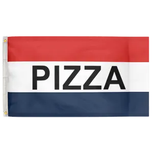 Pizza Red White Blue 3'X5' Flag 100D Polyester (90cm x 150cm) Restaurant Business Flag (B8) RolFlags