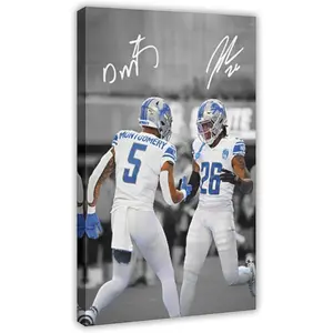 Sports Poster David Montgomery Jahmyr Gibbs Canvas Poster Wall Art Decor Print Picture Paintings for Living Room Bedroom Decoration