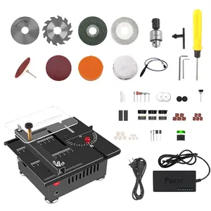 100W Multi-Functional Table Saw Mini Desktop Electric Saw Speed & Angle Adjustable 16MM Cutting Depth with Blade Flexible Shaft and More Accessories