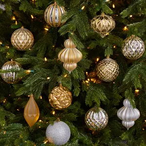 Holiday Lux Shatterproof 12 Count Christmas Ornament Set