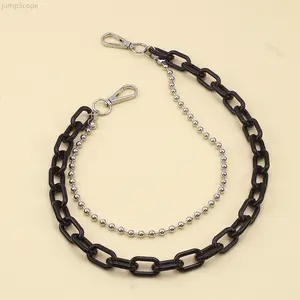 Layered Resin & Metal Pant Chain, Detachable Hip Hop Waist Chain, Colorful Double-Layer Jeans Accessory for Streetwear Style