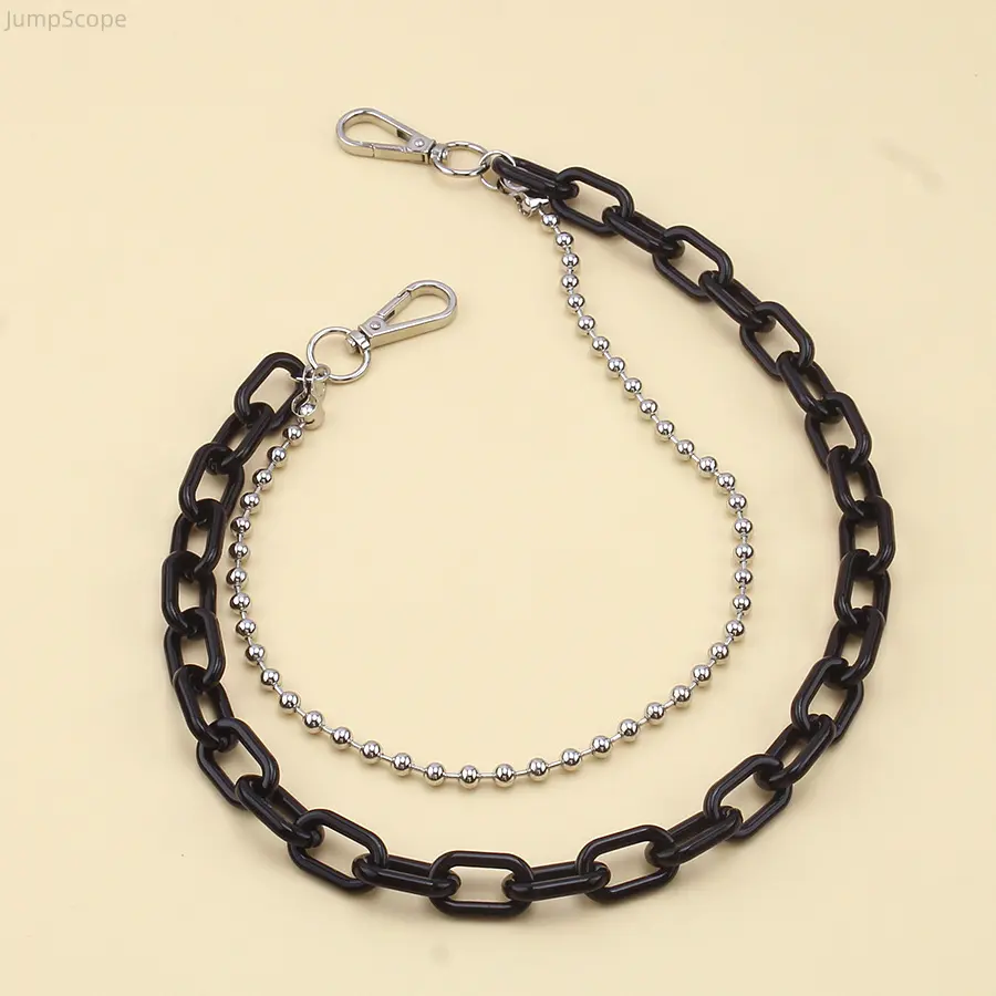 Colorful Double-Layered Pant Chain, Unisex Streetwear Hip Hop Waist Chain in Resin & Metal, Detachable Casual Body Jewelry, Detachably Worn, Chain Accessory, Unisex Wear