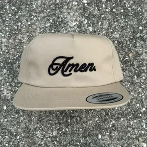Amen unstructured hat. Puff embroidered snapback