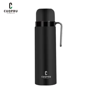 CUOPRU Vacuum Insulated Bottle for Yerba Mate, Coffee, Tea, Water, 33.8 oz Stainless Steel Thermal Bottle Flask, Wide Mouth, Keeps Drinks Hot/Cold for 24 Hours, Matte Black Drinkware Tumbler Drinkware Tumbler