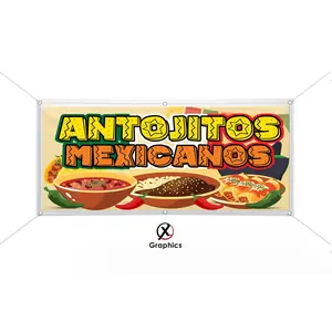 Antojitos Mexicanos Vinyl Banner advertising Sign Full color any size Indoor Outdoor Advertising Vinyl Sign With Metal Grommets Mexican Food