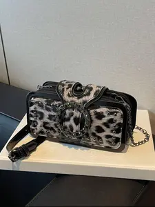 Women's Fashion Leopard Print Zipper Clutch, Casual Versatile PU Leather Shoulder Bag for Daily Used, Trendy All-match Commuter Bag