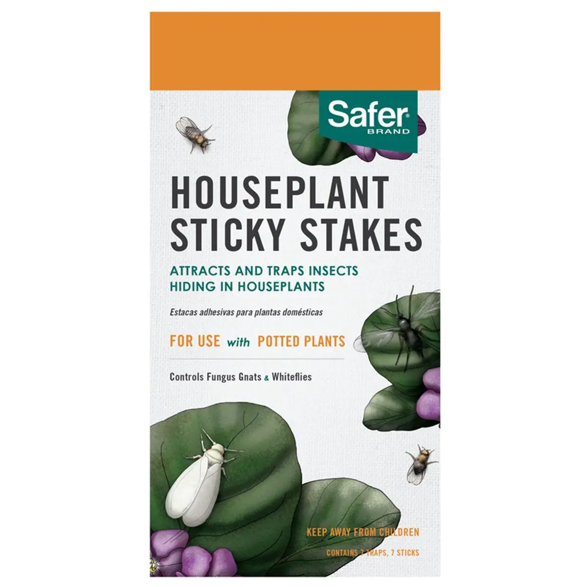212 MAIN Woodstream Houseplant Sticky Stakes Insect Trap, 7-Pack Pest Control Device for Home & Garden Use