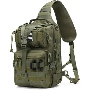 Tactical Sling Bag Backpack Military Rover Shoulder Sling Pack EDC Molle Assault Range Bag Crossbody Chest Pack (Army Green)