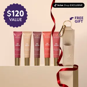 Westmore Beauty 5pc Pout Perfector Lip Wardrobe with FREE Keychain - Ultra-Hydrating Lip Serum and Gloss in One with Hyaluronic Acid, Shea Butter & Vitamin E