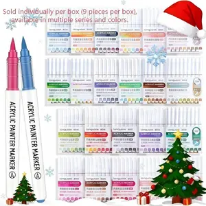 Languo 9pcs Liquid Soft Tip Acrylic Markers Set, Drawing Markers, Watercolor Painting Pens, Art Materials, Stackable, Auto Ink Control, Professional Art Use