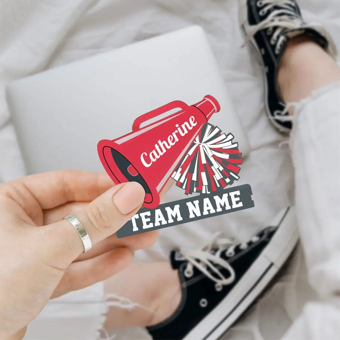 Personalized name Cheer Sticker, Cheerleader Cheer Gift for Cheer Team, 3 inch Sticker for Tumbler Laptop Book