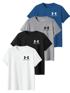 Under Armour T-Shirt Breathable Skin-Friendly Multi-Color Classic Logo Print Soft Wrinkle-Resistant Fitted Style for Gym and Daily Wear