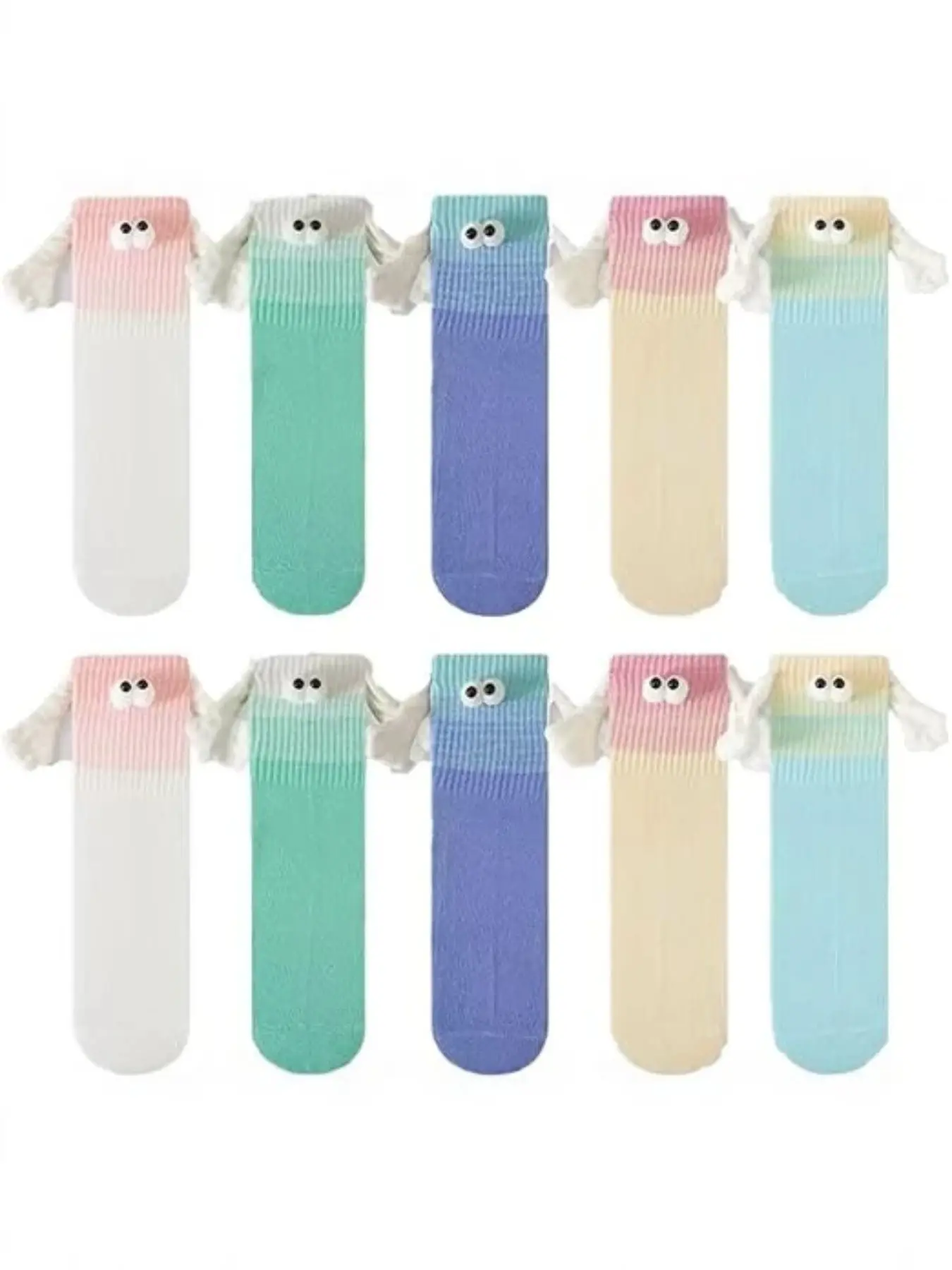 5 Pairs Magnetic Hold Hands Socks, Fun Couple Friends Socks, Creative Gift Colorful Crew Socks, All Season Socks, Perfect for Besties and Lovers