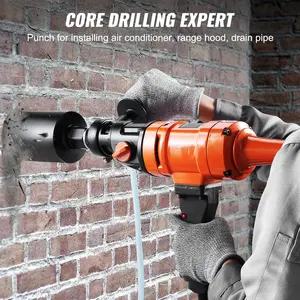 VEVOR Diamond Core Drilling Machine, 4in Handheld Wet Concrete Core Drill Rig, 1100-2400RPM Two Speed & 1-1/4" Thread & 2 Bubble Levels, 3-4in Drilling Diameter for Concrete Brick Block Stone, 1500W