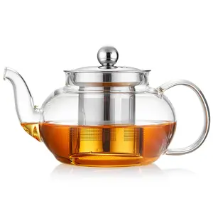 Glass Teapot with Removable Infuser, 20 oz/600ml Glass Tea Pot Small Borosilicate Tea Steeper Kettle with Loose Leaf Tea Strainer For Flower Blooming Tea, ClearTea Maker Pitcher