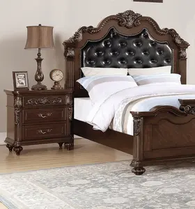 Dreamzon Traditional Antique Walnut 1pc Nightstand Bedroom Furniture Cherry Veneer 2-Drawers Hanging Pull Bedside Table