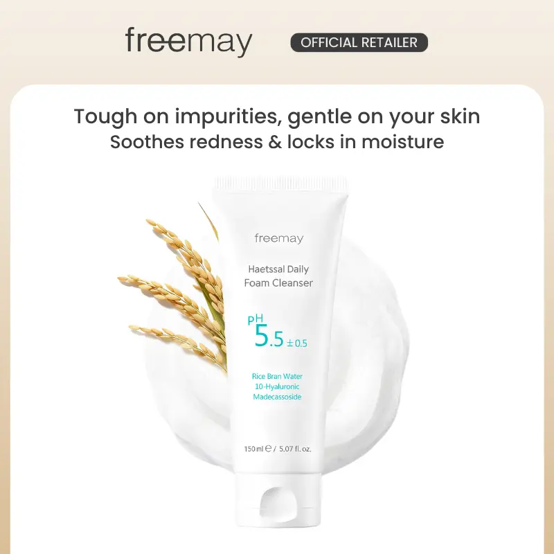 freemay Haetssal Daily Foam Cleanser 150ml | pH 5.5 Gentle Vegan Facial Cleanser | Moisturizing Korean Face Wash for Daily Cleansing | Sensitive & Dry Skin