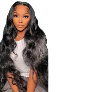 13x4 Front Lace Wig - Women's Long Wavy Wig with Middle Part - Stunning Big Wave Hairstyle for Full Head Coverage Glueless Natural HD Deep junko