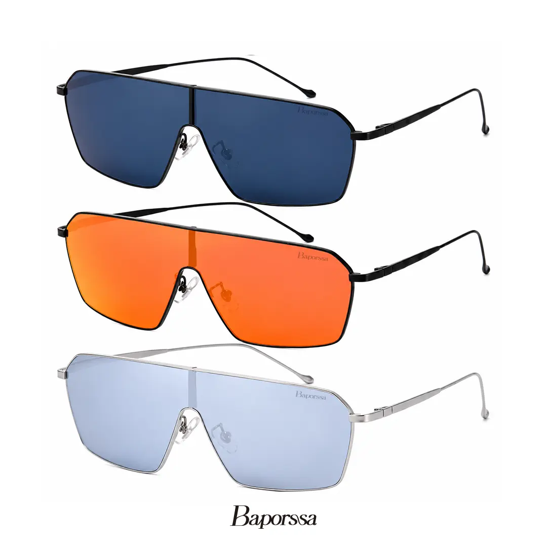 Baporssa Unisex Polarized Rectangle Sunglasses, Lightweight Beta-Titanium Full Rim Frame with Gradient Nylon Lenses for UV Sun Protection, Rectangle Glasses, Polycarbonate