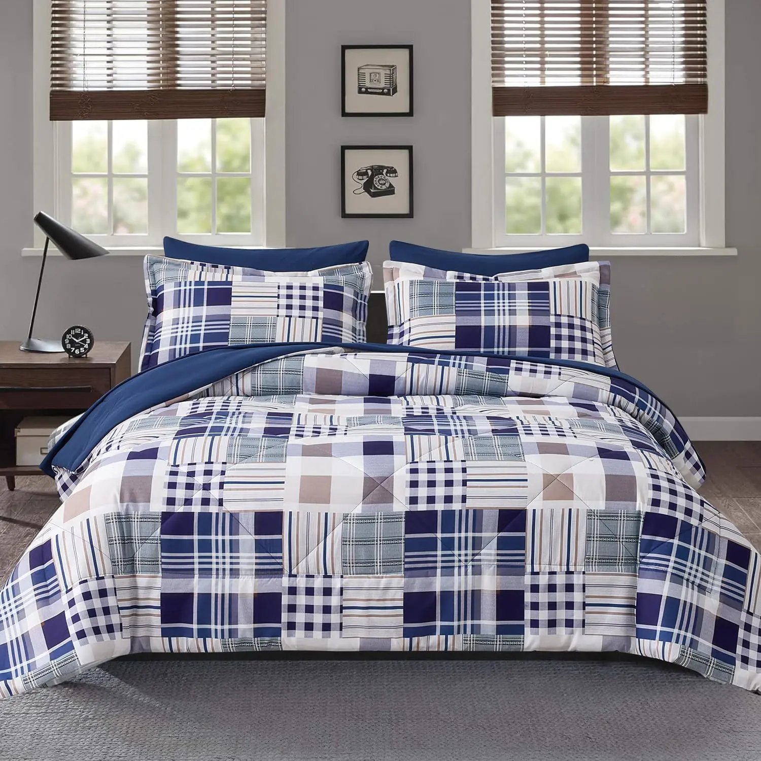 Navy Plaid Patchwork