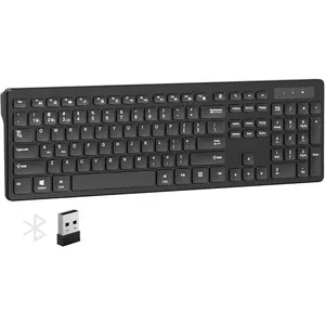 Keyboards, Support 2.4G USB and  - Full Size  Keyboards with Number Pad, Multi Device for PC, Desktop, Laptop, Tablet, 105 Days Standby Time, Black