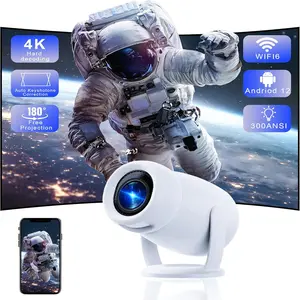 Portable HD Projector with WiFi 6 and Bluetooth, 600 ANSI Native 1080P Outdoor Movie Projector, Auto 6D Trapezoid, Home Theatre Projector, Suitable for Mobile Phones/TV Sticks/Computers, Easter Day Gift for Your Family and Children Lens Audio