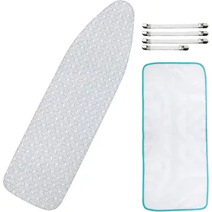 Ironing Board Cover and Pad, 15" x 54", Thick Padding, Elastic Edge, Scorch & Stain Resistant, Includes Fasteners & Mesh Cloth