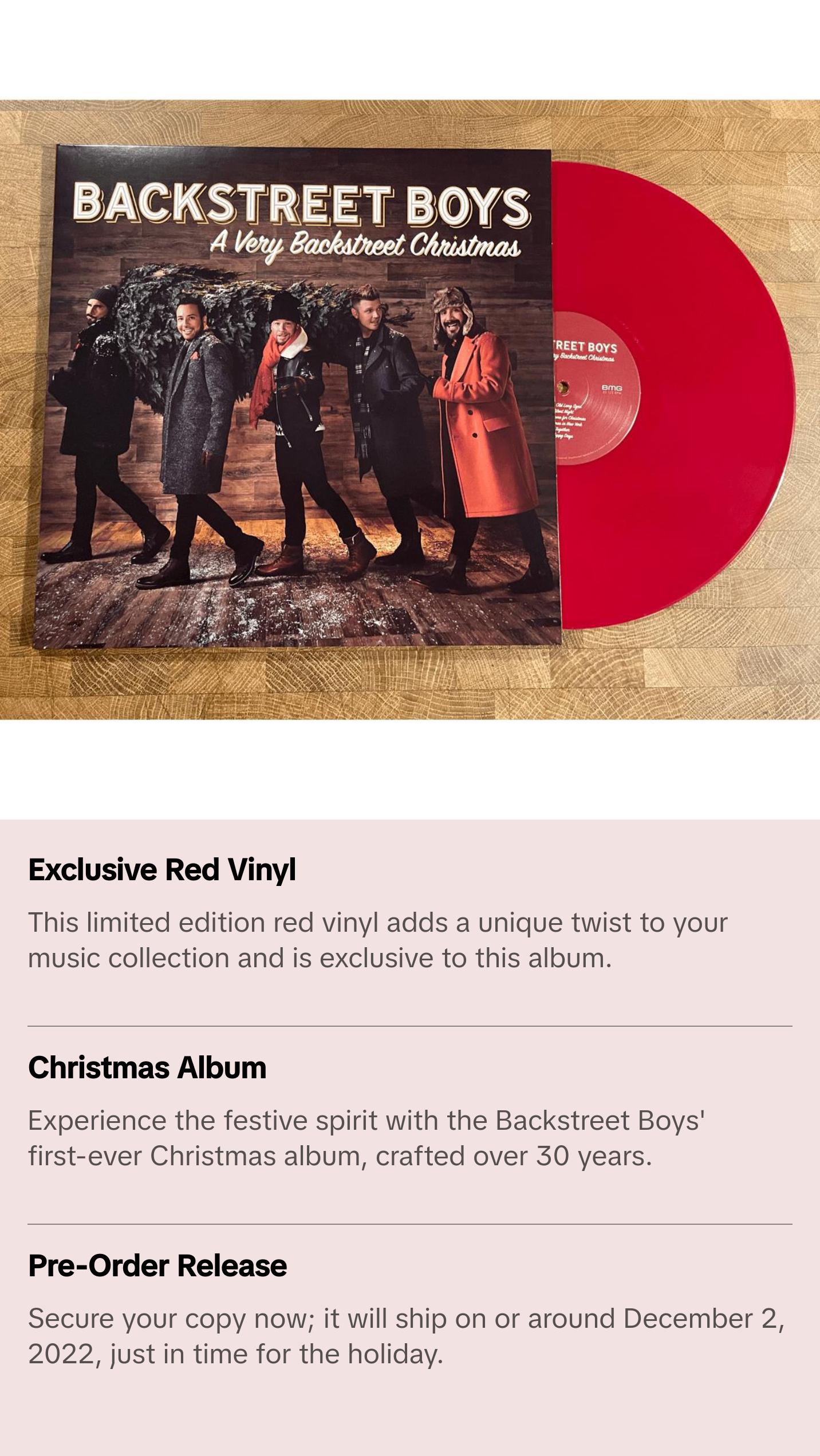 A Very Backstreet Christmas Exclusive Red Vinyl Record