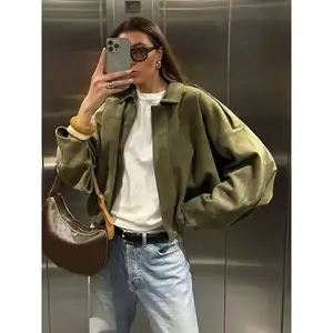 Women's suede inspired oversized casual short jacketRAIMENTRY
