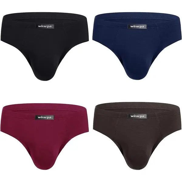 wirarpa Men's Underwear Modal Microfiber Briefs No Fly Covered Waistband Silky Touch Underpants 4 Pack
