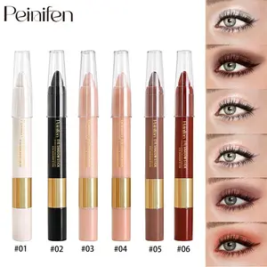 6-Color Starry Eyeshadow Stick, Fine Shimmer Gel Glitter Highlighter, Long-Lasting Natural Brightening, Lazy Eye Shadow Brush