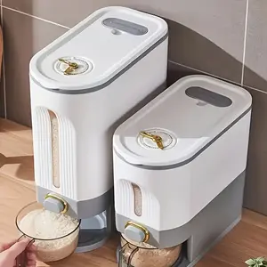 22 Pound (10kg) Large Capacity Rice Storage Container - Sealed, Moisture-Proof, Fresh-Keeping with Measuring Cup, Cleaning Brush & Transparent Dispenser - Easy to Clean - For Kitchen Organization - Ideal Gift for Foodies & Home Cooks