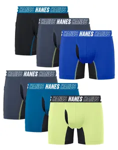 Hanes Moves Boys' 6-Pack Boxer Brief Underwear Assorted Anti-Chafe
