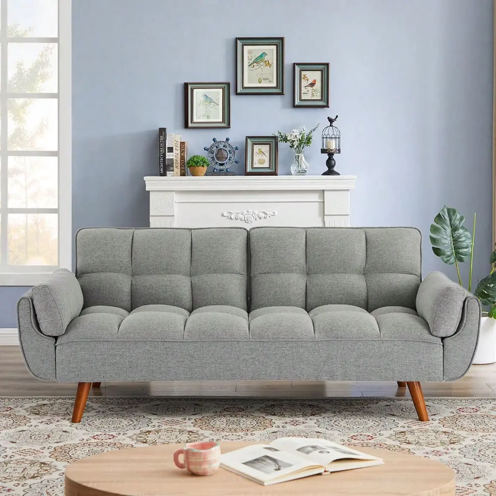 75" Convertible Indoor Comfy Couch Smart Furniture - Folding Loveseat Futon Recliner Sleeper with Adjustable Backs, 33.26"d x 75.39"w x 31.29"h, Supports 600lbs, Quick Setup, Assembly Required