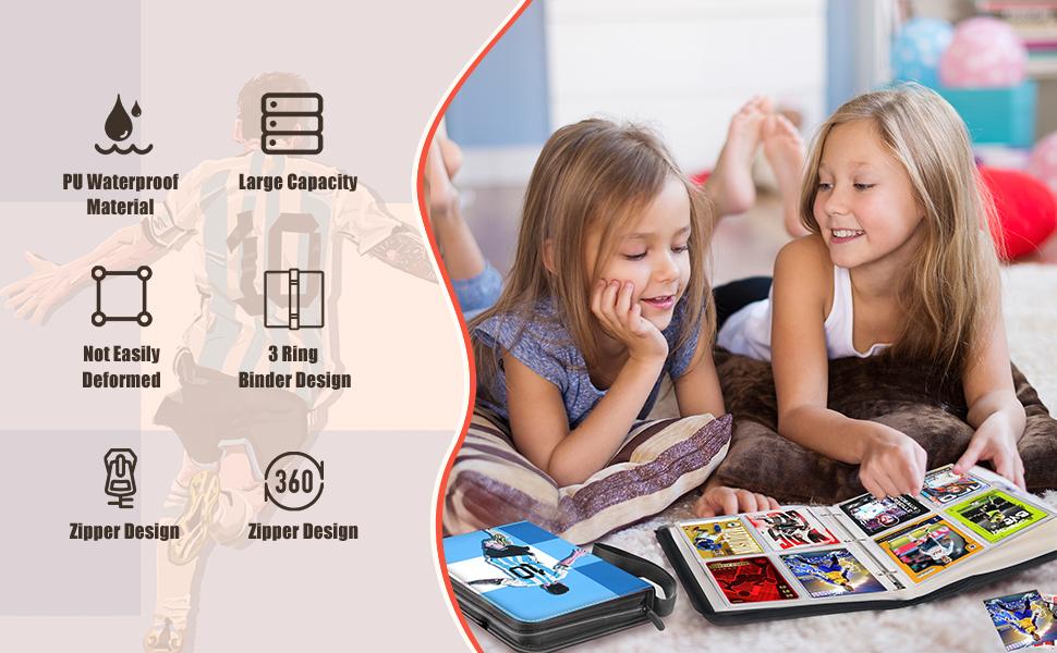 400 Pockets Soccer Card Binder for Soccer Cards 2025 2026,Portable Waterproof Storage Bag with Removable Sleeves for Topps Sports Cards Collectors