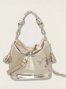 Elegant Snake Pattern Crossbody Bag, Soft Leather Design, Available in Silver Color &, Versatile Shoulder Strap