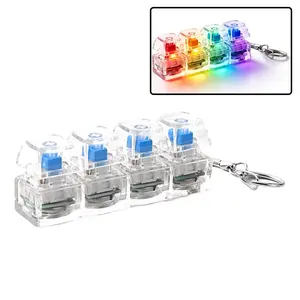4-Key LED Mechanical Switch Fidget Keychain  Viral ASMR Clicker Toy for Gamers & Programmers