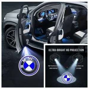 2 PCS BMW Door Projector Lights, No-Drill Stick-on LED Logo Ghost Shadow Lights, Fit for BMW 3/4/5/6 Series X1 X2 X3 X4 X5 X6, Car Door Ambient Light Decoration Upgrade Accessories