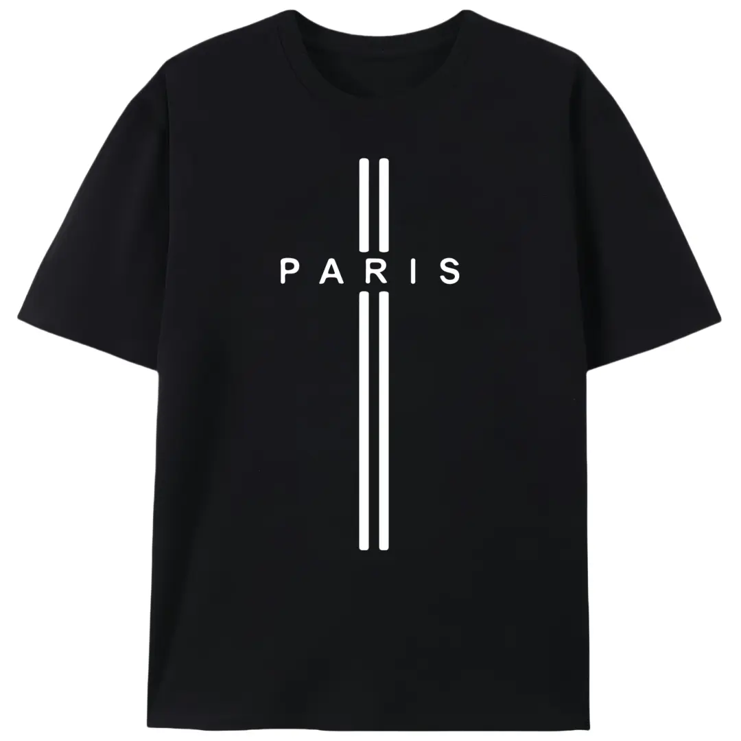 Men's Loose Knit Shortsleeve Tshirt - Paris Christian Cross Print Casual Cotton Graphic Tee, Modern Faith Menswear Top