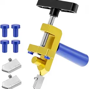 glass  tile  tool Glass Cutter Hand Tool, 2-in-1 Glass & Tile Cutter with Breaking Pliers, Manual Hand Tool Kit with 3 Tungsten Steel Blades, 4 Pressure Tips, Portable Glass Cutting Tool machine