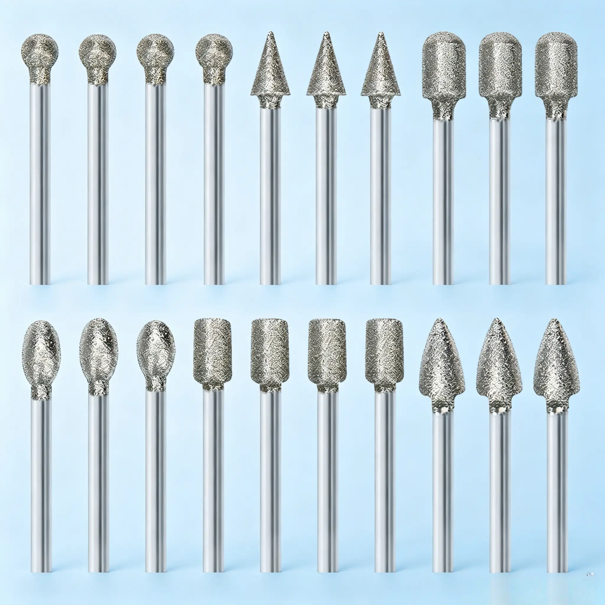 20 Pcs High-Speed Steel Diamond Stone Carving Burrs Set with Sharpness, 1/8" Shank Rotary Tool Grinding Bits for Rock, Glass - Specialty Kitchen Utensils Craft Tool for Carved Shapes