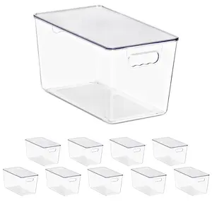 Sorbus Clear Storage Bins with Lids, 10 Pack Large Organization Bins with Handles – Clear Stackable Storage Containers for Storage, Pantry, Fridge, Cabinet, Closet & Kitchen Organization – BPA-Free
