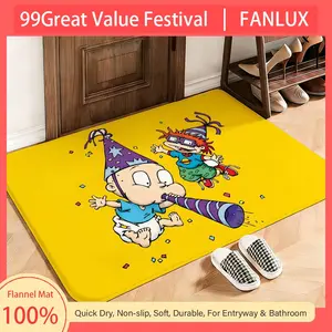 Classic Rugrats Floor Mat This soft flannel mat provides a cozy Soft flannel mat with quick water absorption, non-slip and durable. Easy to clean, ideal for bathroom and entryway use.