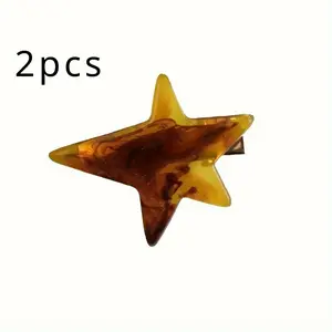 2 Pieces Sweet Girl Star Hair Clips, Irregular Design Side Duckbill Hair Accessory for Bangs and Styling Sweet Sense Resin Irregular Star Hair Clips Side Forehead Clip Bangs Duckbill Clip Headdress Female Clip in Claw
