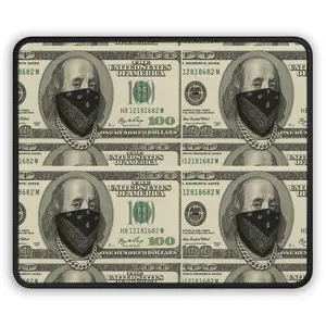 Bandana Benjamin Franklin Money Pattern Gaming Mouse Pad | Cash Collage Desk Mat