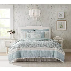 9 Piece Cotton Percale Comforter Set, Dawn