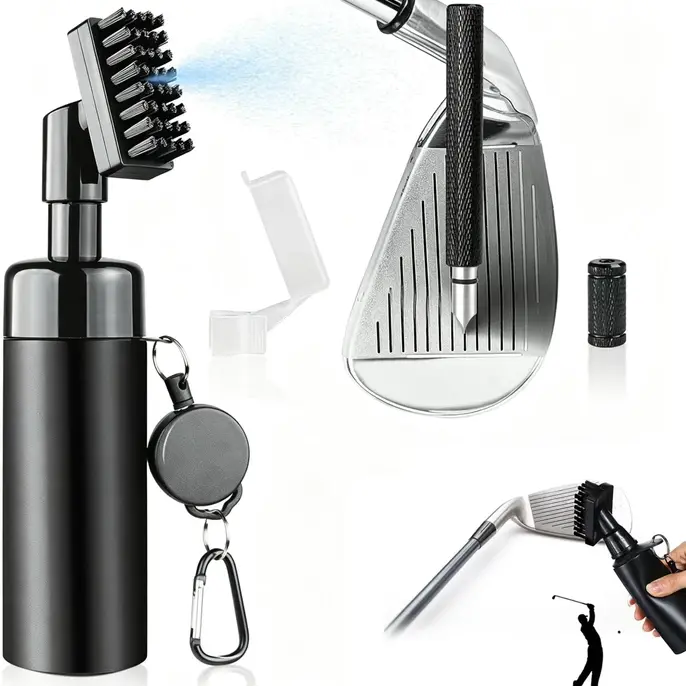 Golf Club Cleaning Kit with Brush+Sharpener - Easy-Effective Golf Equipment, Supplemental Accessories, Essential Tool for Adults, Ideal Gift for Christmas, Birthday, Anniversaries