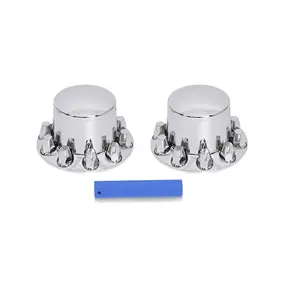 2 Rear Chrome Plastic Wheel Axle Covers for Semi Truck w/ 33mm Thread on Lug Nut Covers