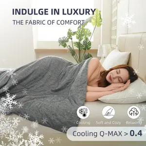 Reversible Cooling Blanket for Hot Sleepers, 0.43 Q-max Cold Touch, Lightweight Ultra-Thin Summer Throw Blanket, Soft Cool Blanket for Bed, Sofa, Travel, Dorm, Office, Gift for Women Men, Soft Comfy Blanket